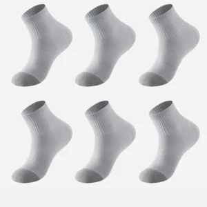 Men's Terry Lined Quarter-Cut Ankle Socks Grey (6pairs in 1pack)