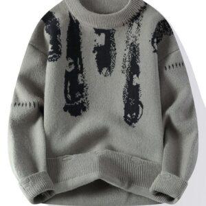 Vintage Knitted Ripped Sweater Grey