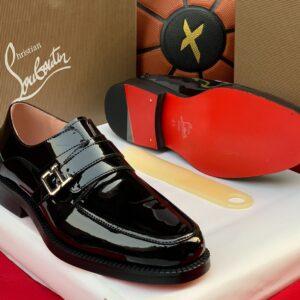 Christian Louboutin Black Patent Monk Strap Loafers