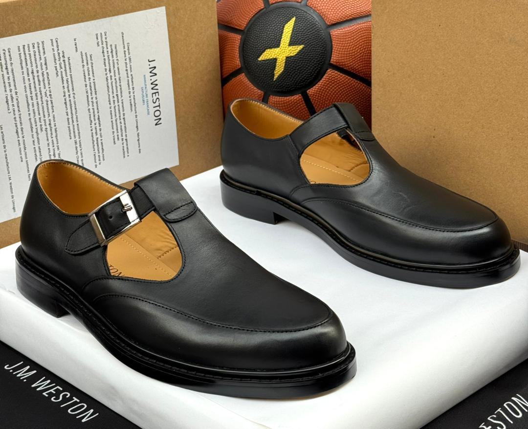J.M. Weston Salomé Black Calfskin Sandals